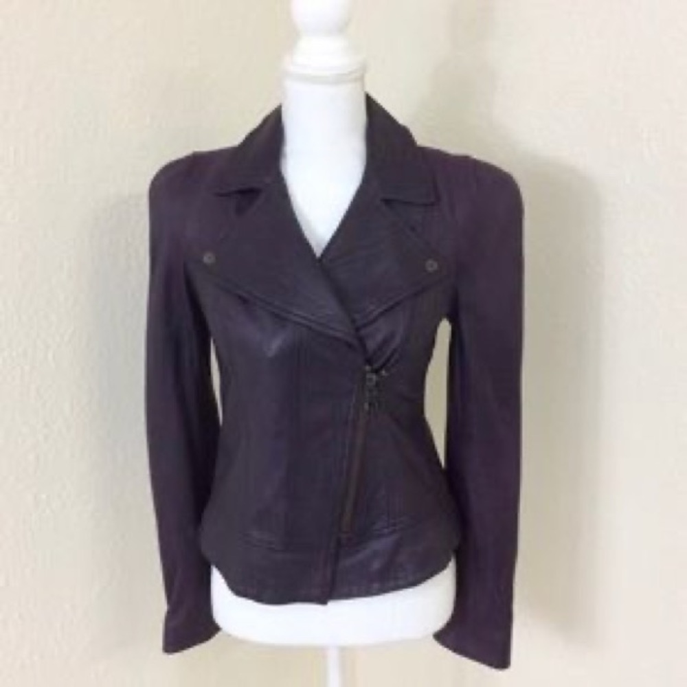 7 for all man kind purple leather jacket.